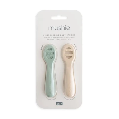 Mushie Łyżeczki do nauki jedzenia 2-pak Cambridge Blue / Shifting