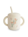 Mushie Kubek ze słomką 175 ml Pink Flowers