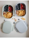 Mushie Lunchbox dla Dzieci Pojemnik na Jedzenie ze Sztućcami Sage