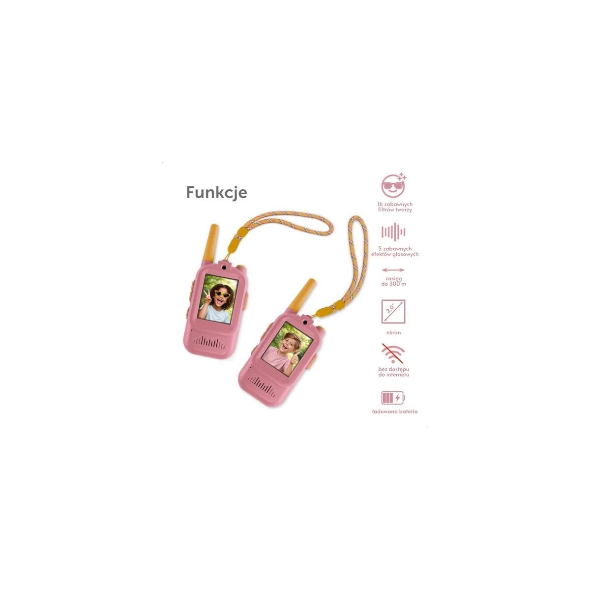 Zazu Fun Video Walkie Talkie dla Dzieci Pink