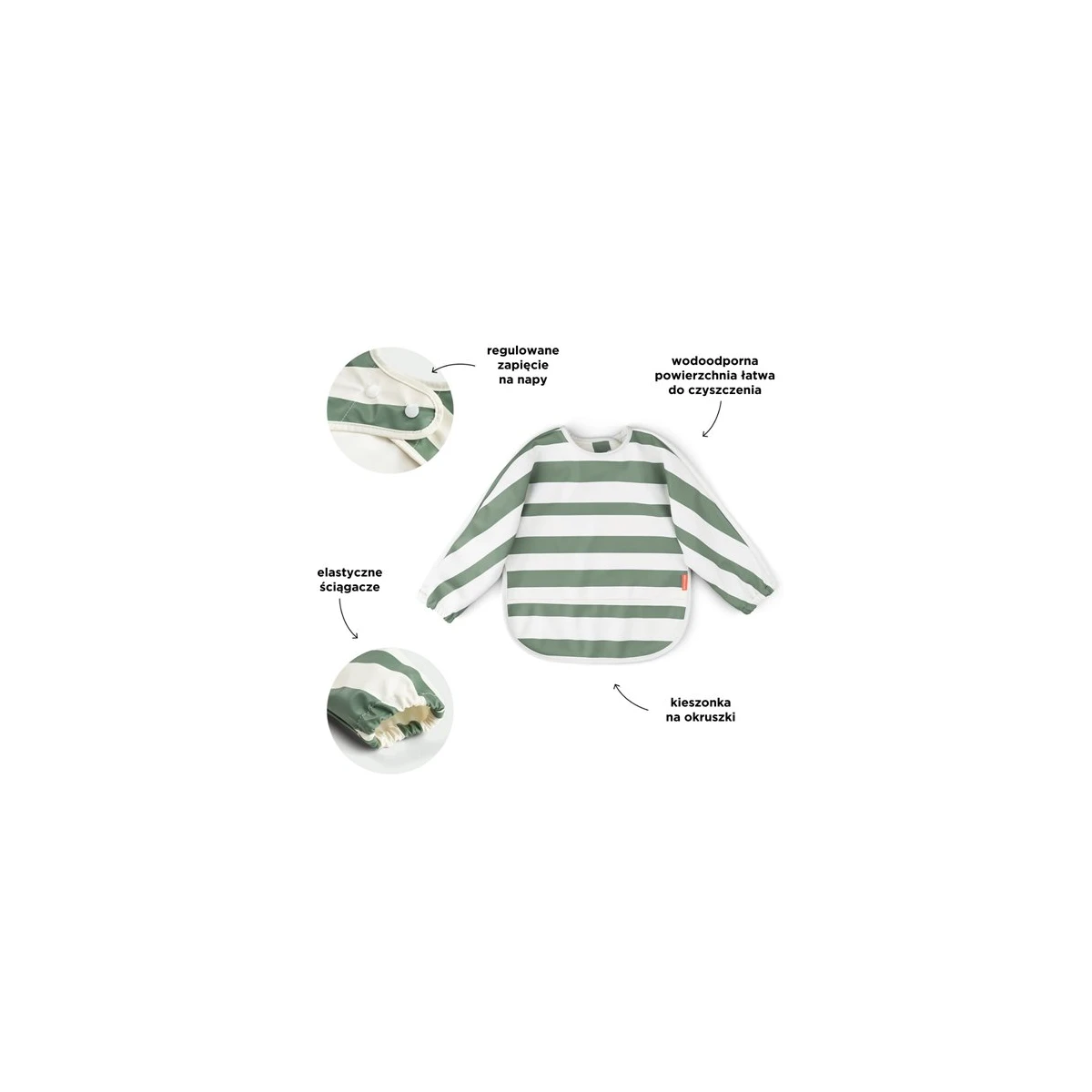 Done by Deer Śliniak z Rękawami 6-18m Stripes Green