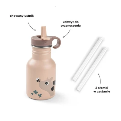 Done by Deer Butelka Stalowa z Ustnikiem 350ml Tiny Farm Powder