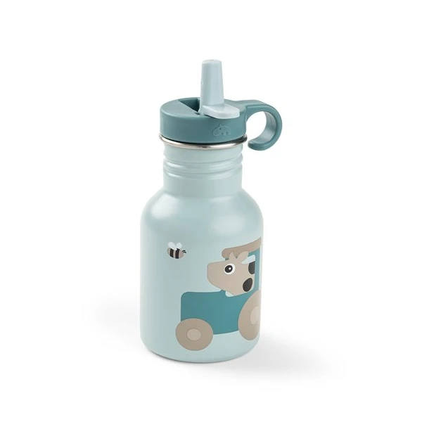 Done by Deer Butelka Stalowa z Ustnikiem 350ml Tiny Farm Blue