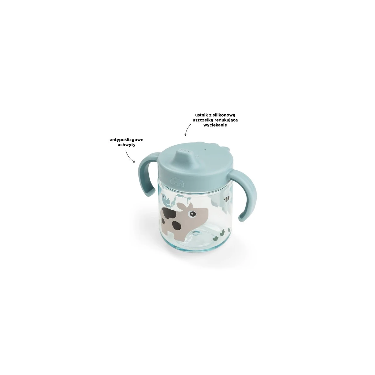 Done by Deer Kubek Niekapek z Uchwytami 260ml Tiny Farm Blue