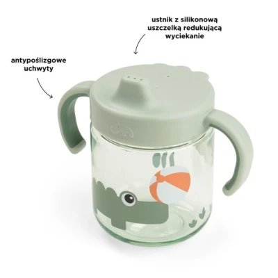 Done by Deer Kubek Niekapek z Uchwytami 260ml Playground Green