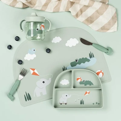 Done by Deer Kubek Niekapek z Uchwytami 260ml Playground Green
