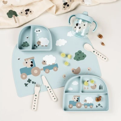 Done by Deer Kubek Niekapek z Uchwytami 260ml Tiny Farm Blue