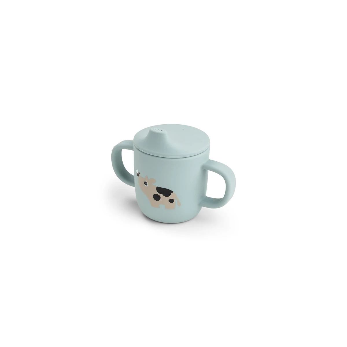 Done by Deer Kubek Silikonowy z Ustnikiem 2w1 Tiny Farm Blue
