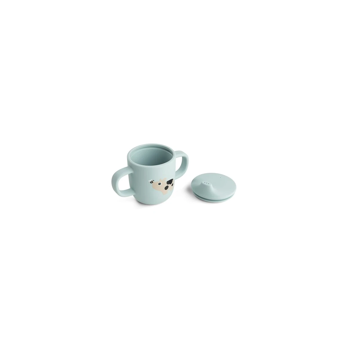 Done by Deer Kubek Silikonowy z Ustnikiem 2w1 Tiny Farm Blue