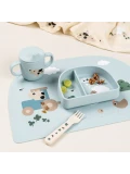 Done by Deer Kubek Silikonowy z Ustnikiem 2w1 Tiny Farm Blue