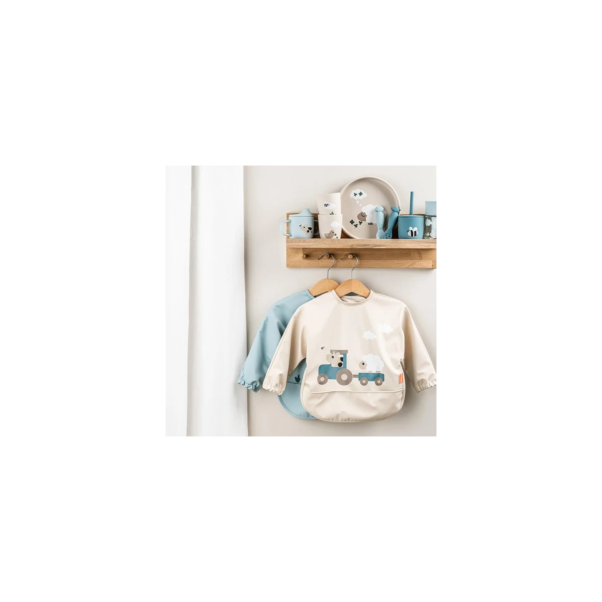 Done by Deer Kubek Silikonowy z Ustnikiem 2w1 Tiny Farm Blue