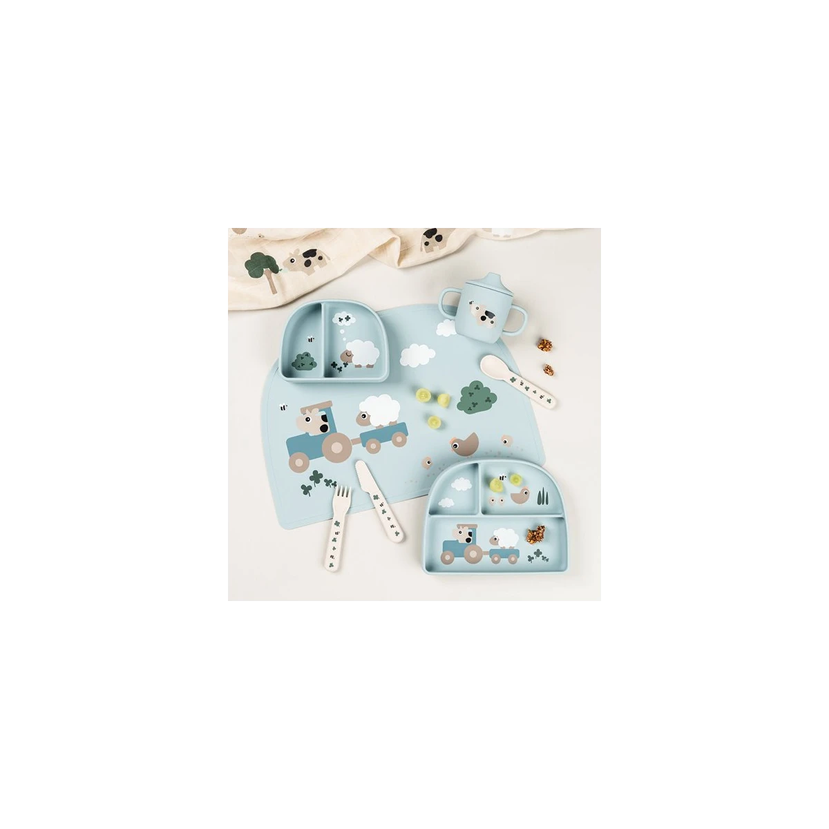 Done by Deer Talerzyk na Przekąski z Przyssawką Tiny Farm Blue