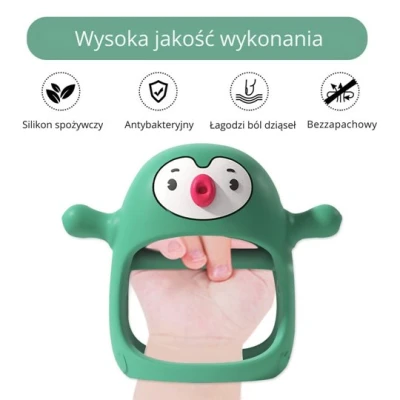 Smily Mia Gryzak Silikonowy Never Drop Pingwin Buddy Pine Green