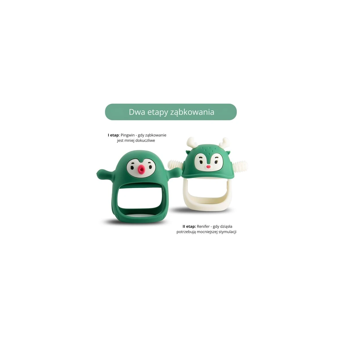 Smily Mia Gryzak Silikonowy Never Drop Pingwin Buddy Pine Green