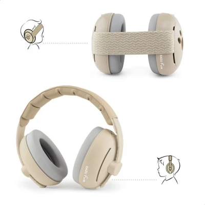 Zazu Fun Słuchawki Wygłuszające 2w1 dla Dzieci i Niemowląt Beige