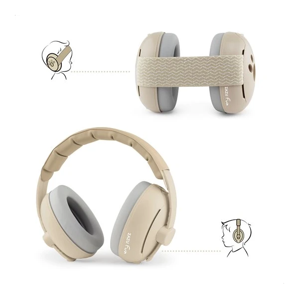 Zazu Fun Słuchawki Wygłuszające 2w1 dla Dzieci i Niemowląt Beige