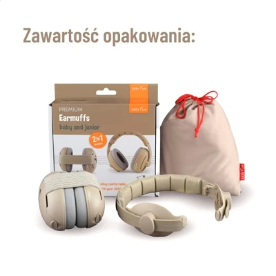 Zazu Fun Słuchawki Wygłuszające 2w1 dla Dzieci i Niemowląt Beige