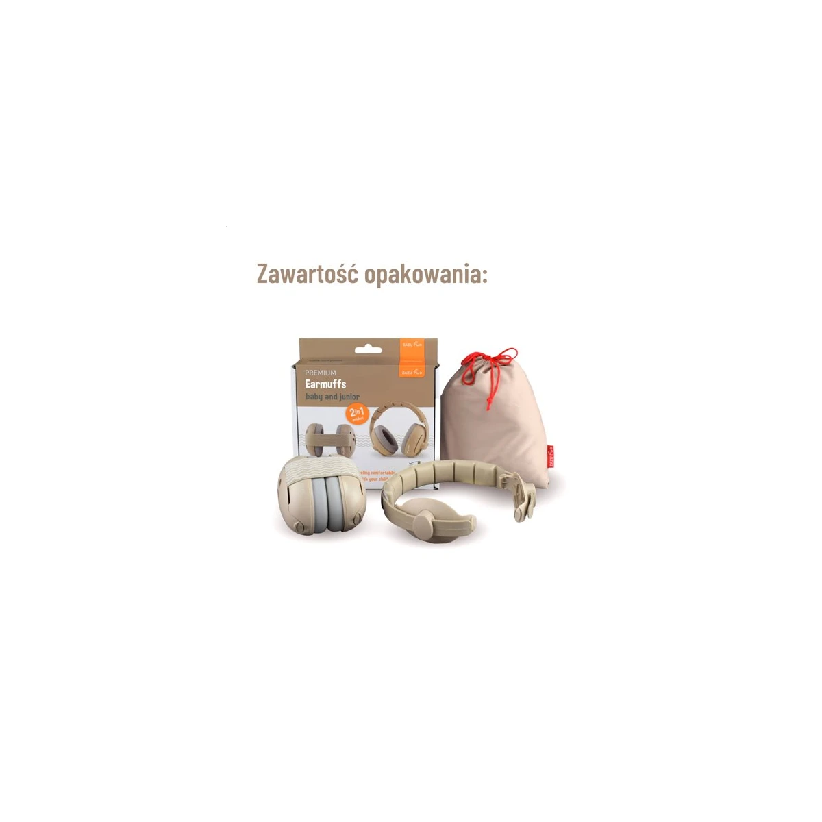 Zazu Fun Słuchawki Wygłuszające 2w1 dla Dzieci i Niemowląt Beige