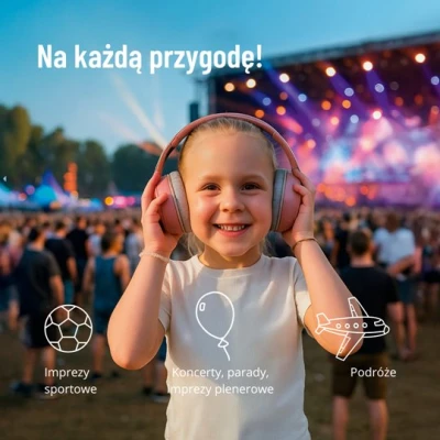 Zazu Fun Słuchawki Wygłuszające 2w1 dla Dzieci i Niemowląt Beige