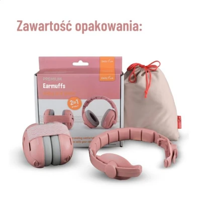 Zazu Fun Słuchawki Wygłuszające 2w1 dla Dzieci i Niemowląt Pink