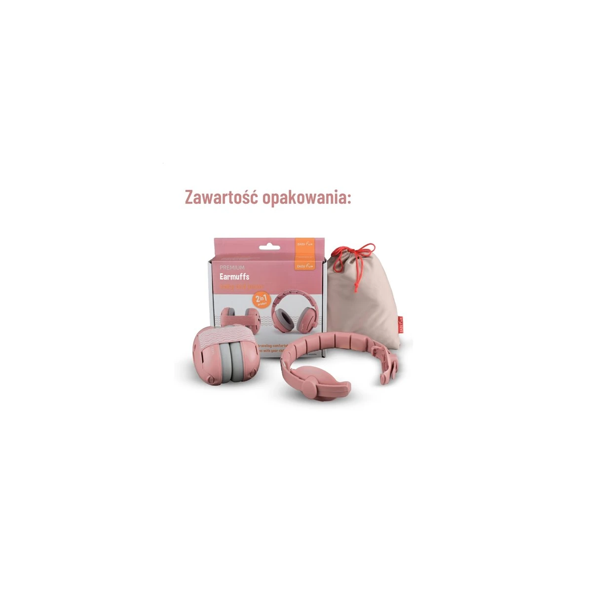 Zazu Fun Słuchawki Wygłuszające 2w1 dla Dzieci i Niemowląt Pink