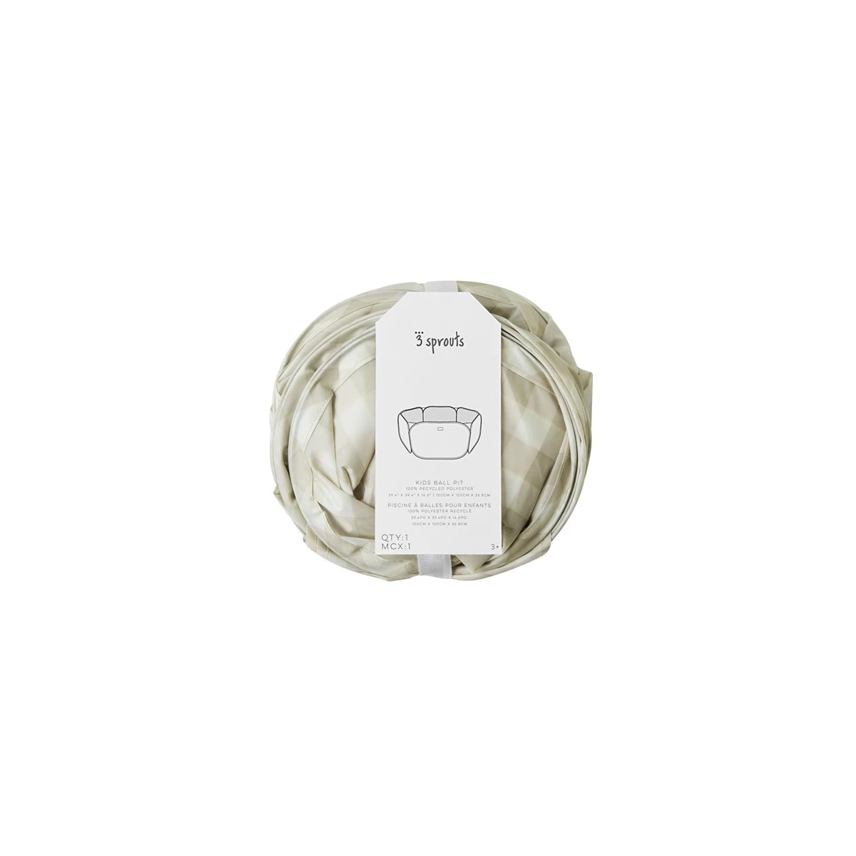 3 Sprouts Basen Piłeczkowy Gingham Beige