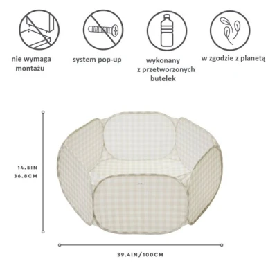 3 Sprouts Basen Piłeczkowy Gingham Beige