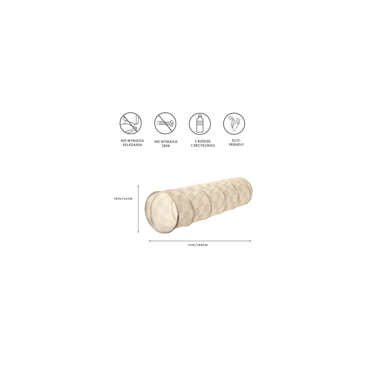 3 Sprouts Tunel do Zabawy Checkerboard Beige