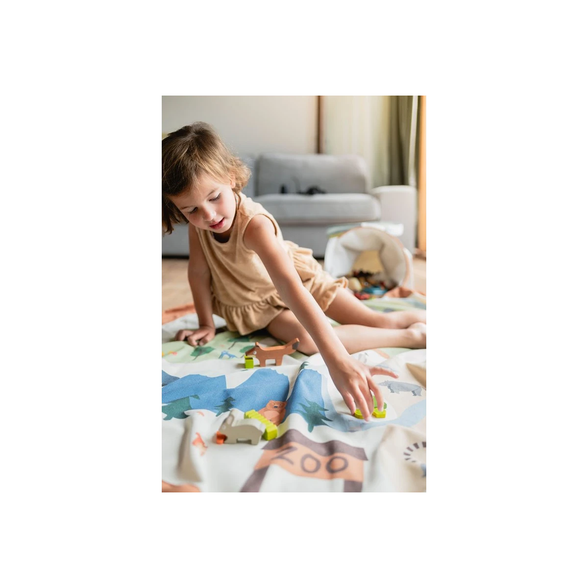 Play&Go SOO Kosz na Zabawki i Mata do Zabawy 2w1 Zoo