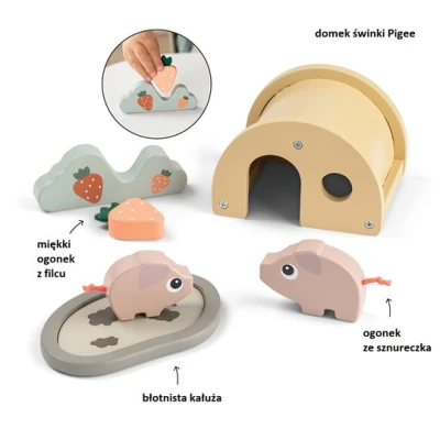 Done by Deer Zabawka Drewniana Mała Farma – Świnka Pigee