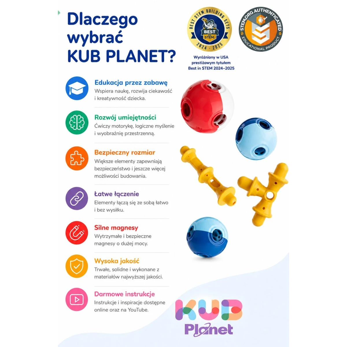 KUB Planet magnetyczne klocki konstrukcyjne 3D 30