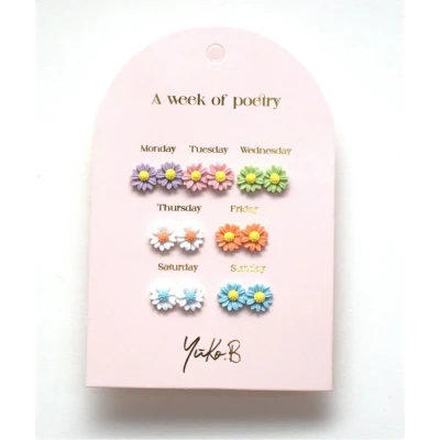 YUKO B. Kolczyki TYDZIEŃ POEZJI- Kwiaty 7 par ( wersja angielska )