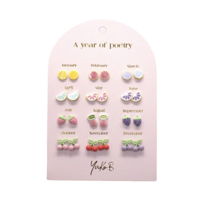 YUKO B. Kolczyki „ROK POEZJI” – Owoce 12 par (wersja angielska)