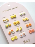 YUKO B. Kolczyki „ROK POEZJI” – Żółte 12 par (wersja angielska)