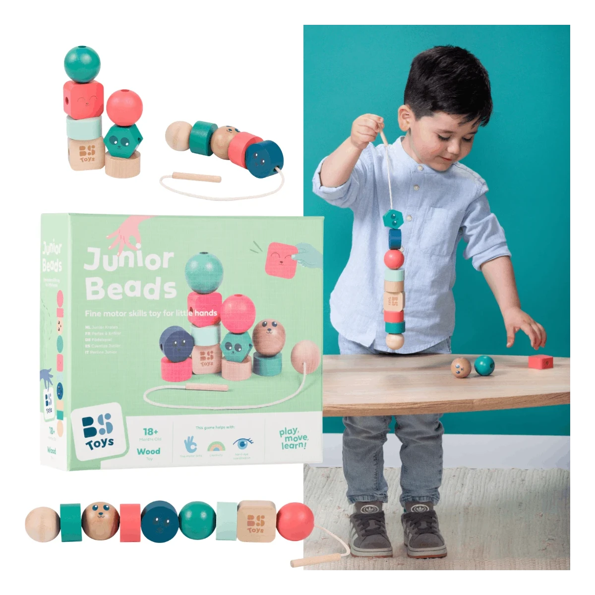 Nawlekanka drewniana Junior BS Toys | Pan Piksel