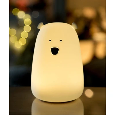 RABBIT & FRIENDS Miś Duży Lampka Silikonowa z Głośnikiem Biała | Pan Piksel