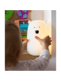 RABBIT & FRIENDS Miś Duży Lampka Silikonowa z Głośnikiem Biała | Pan Piksel