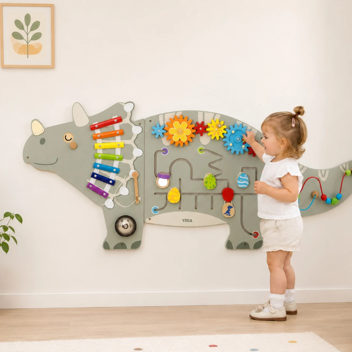 VIGA Ścienny Panel Aktywności Dinozaur Triceratops Tablica 18m+