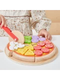 VIGA Drewniana Pizza Do Krojenia Zestaw kuchenny 27 el. Dla Dzieci 18M+