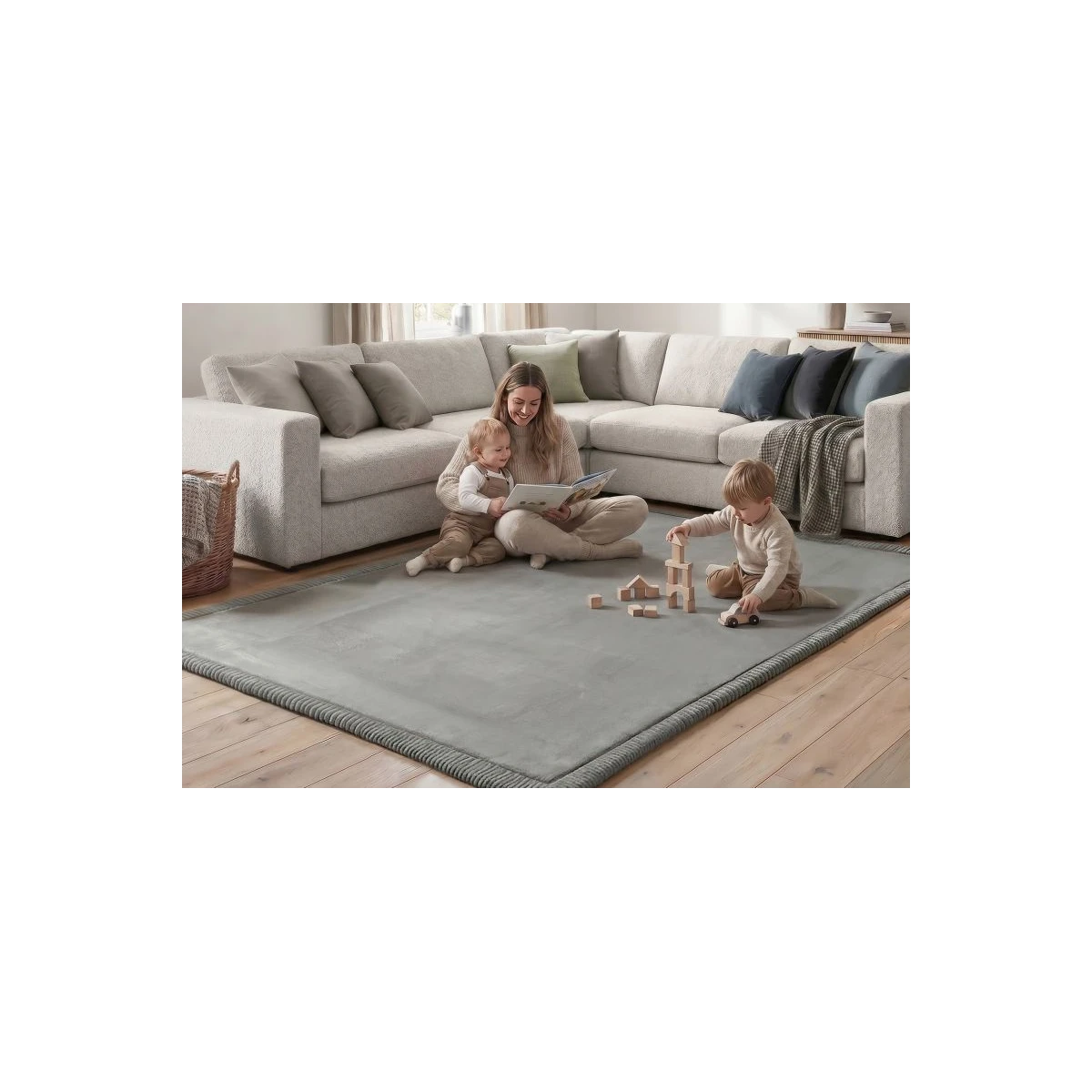 HAKUNA MATTE Mata piankowa dla dzieci Dywan do pokoju dziecięcego Coral Velvet z pianką memory 280 x 200 cm Ciemnoszary
