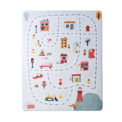 HAKUNA MATTE Mata piankowa dla dzieci Dywan do pokoju dziecięcego Coral Velvet z pianką memory 160 x 120 cm Miasto