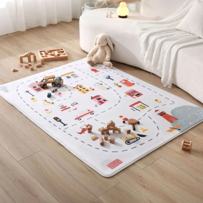 HAKUNA MATTE Mata piankowa dla dzieci Dywan do pokoju dziecięcego Coral Velvet z pianką memory 160 x 120 cm Miasto
