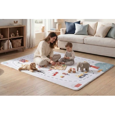 HAKUNA MATTE Mata piankowa dla dzieci Dywan do pokoju dziecięcego Coral Velvet z pianką memory 160 x 120 cm Miasto