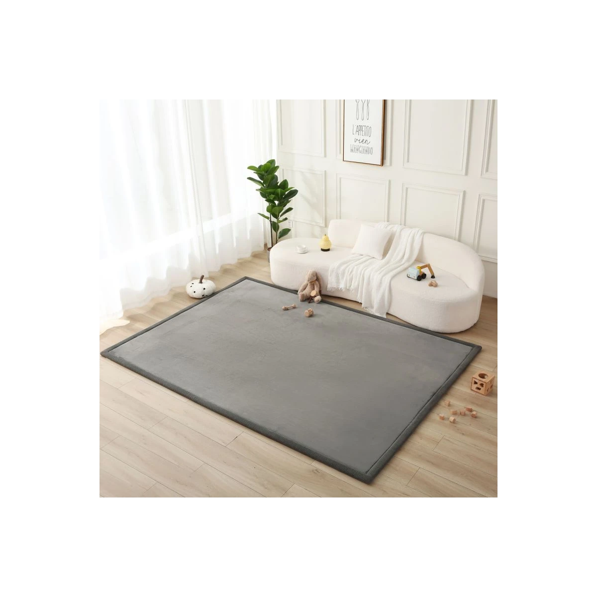 HAKUNA MATTE Mata piankowa dla dzieci Dywan do pokoju dziecięcego Coral Velvet z pianką memory 280 x 200 cm Ciemnoszary