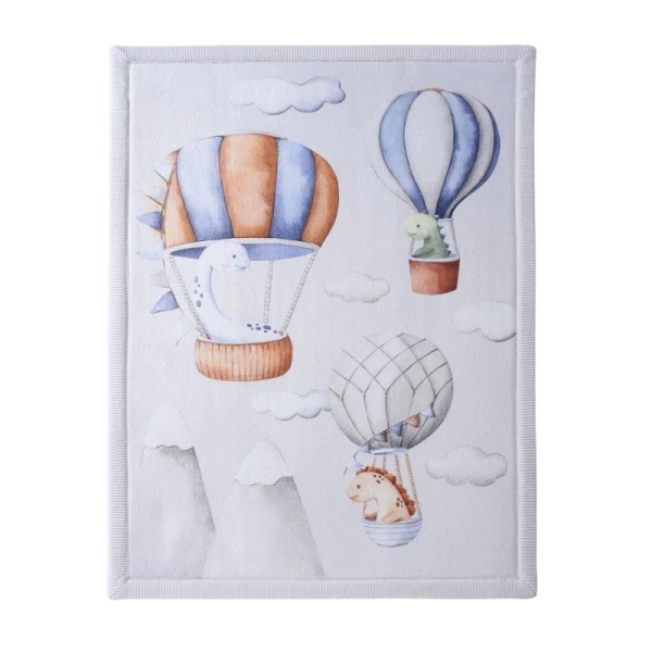 HAKUNA MATTE Mata piankowa dla dzieci Dywan do pokoju dziecięcego Coral Velvet z pianką memory 170 x 120 cm Dinozaury i Balony