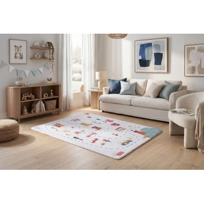 HAKUNA MATTE Mata piankowa dla dzieci Dywan do pokoju dziecięcego Coral Velvet z pianką memory 160 x 120 cm Miasto