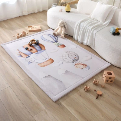 HAKUNA MATTE Mata piankowa dla dzieci Dywan do pokoju dziecięcego Coral Velvet z pianką memory 170 x 120 cm Dinozaury i Balony