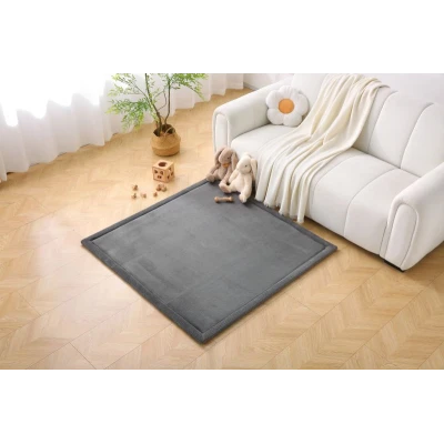 HAKUNA MATTE Mata piankowa dla dzieci Dywan do pokoju dziecięcego Coral Velvet z pianką memory kwadratowy 127cm ciemnoszary