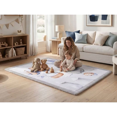 HAKUNA MATTE Mata piankowa dla dzieci Dywan do pokoju dziecięcego Coral Velvet z pianką memory 170 x 120 cm Dinozaury i Balony