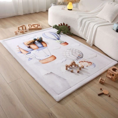 HAKUNA MATTE Mata piankowa dla dzieci Dywan do pokoju dziecięcego Coral Velvet z pianką memory 170 x 120 cm Dinozaury i Balony